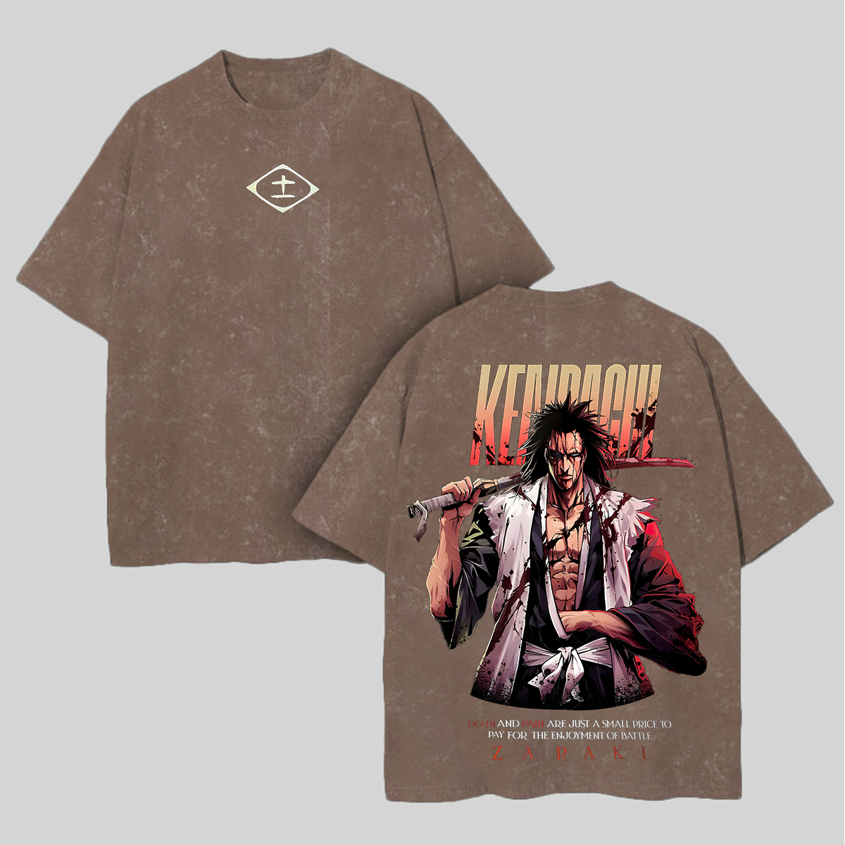 Kenpachi Zaraki Printed Unisex Washed T-Shirt Image - 4