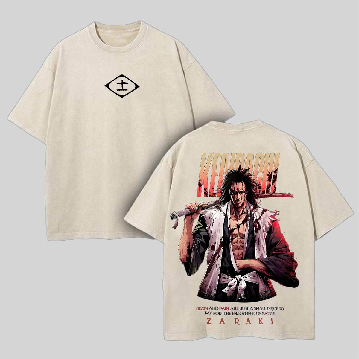 Kenpachi Zaraki Printed Unisex Washed T-Shirt Image - 2