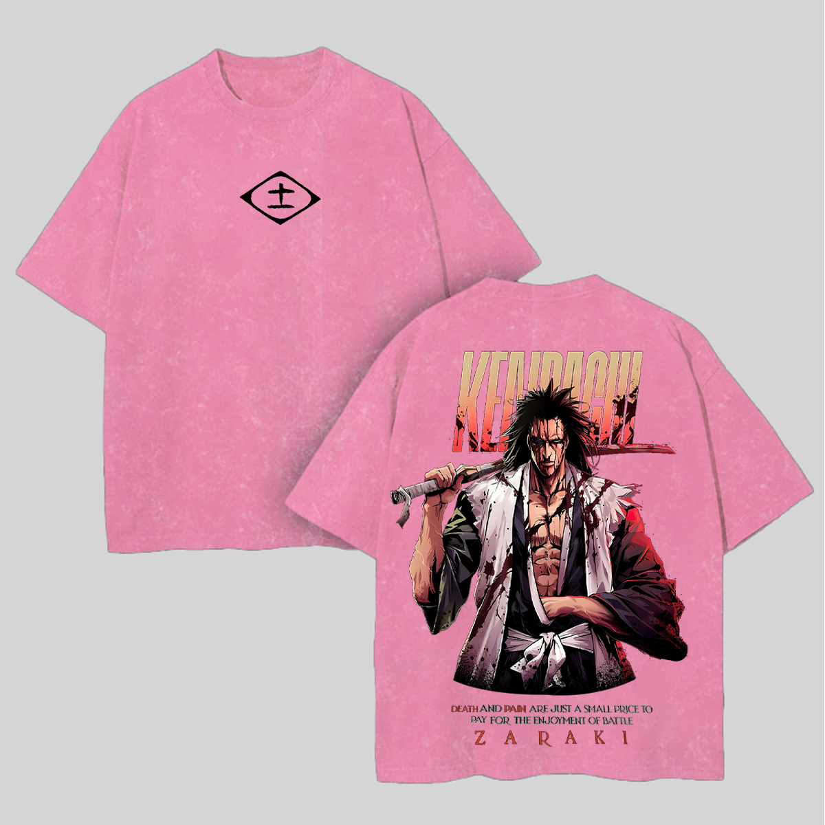 Kenpachi Zaraki Printed Unisex Washed T-Shirt Image - 7