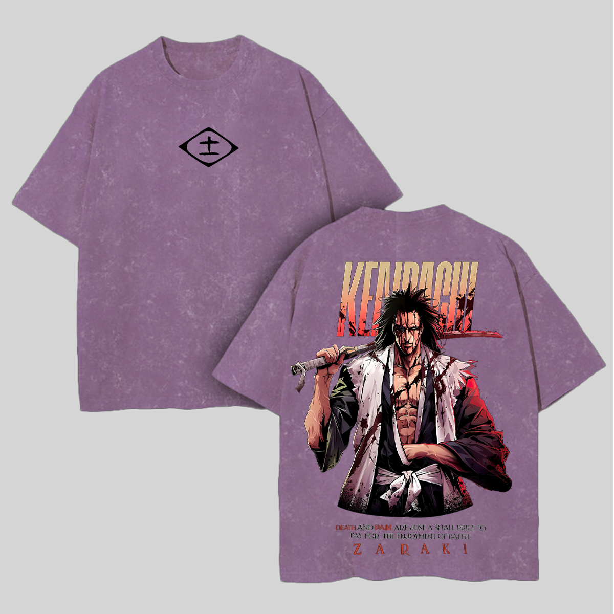 Kenpachi Zaraki Printed Unisex Washed T-Shirt Image - 8