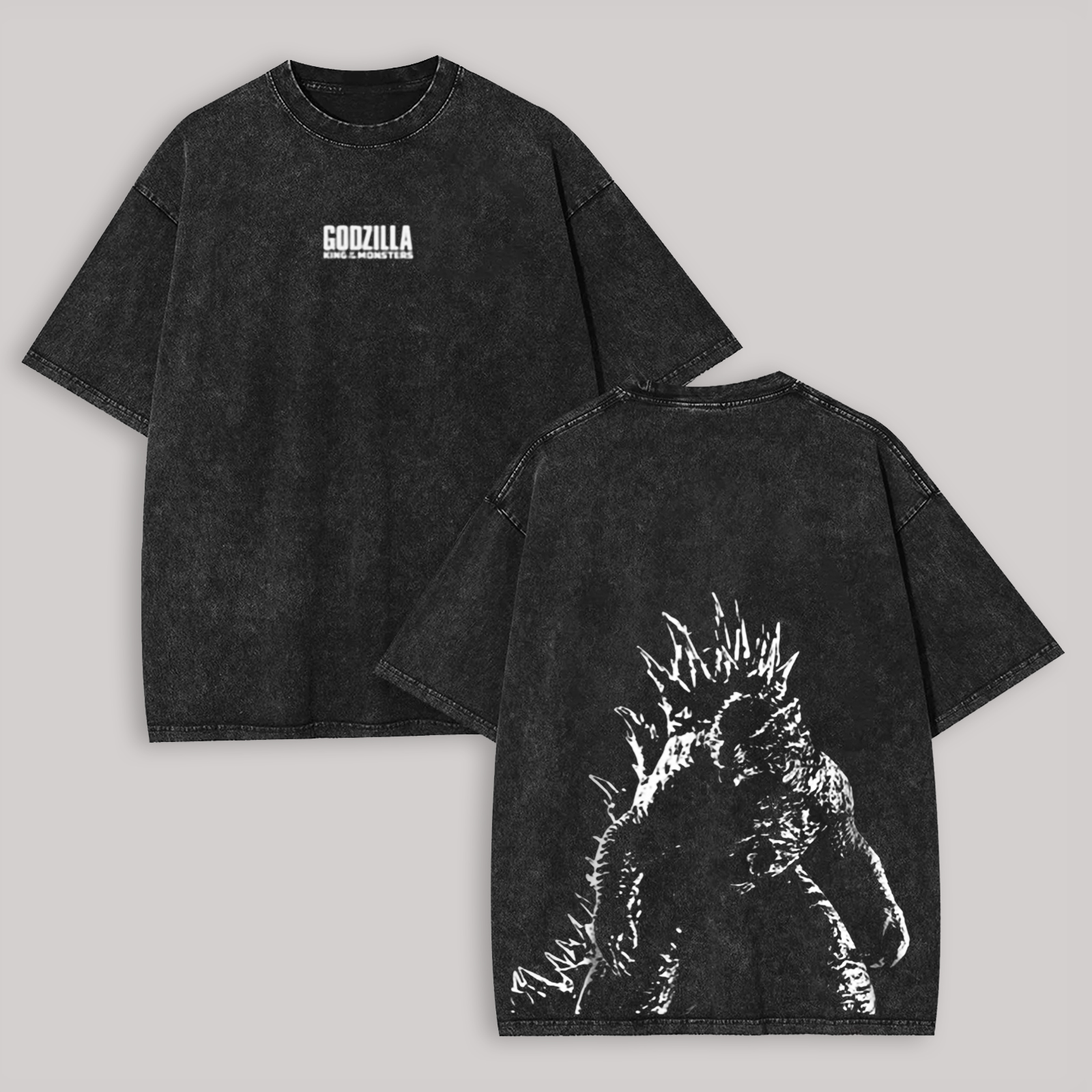 Godzilla Printed Unisex Washed T-Shirt Image - 1