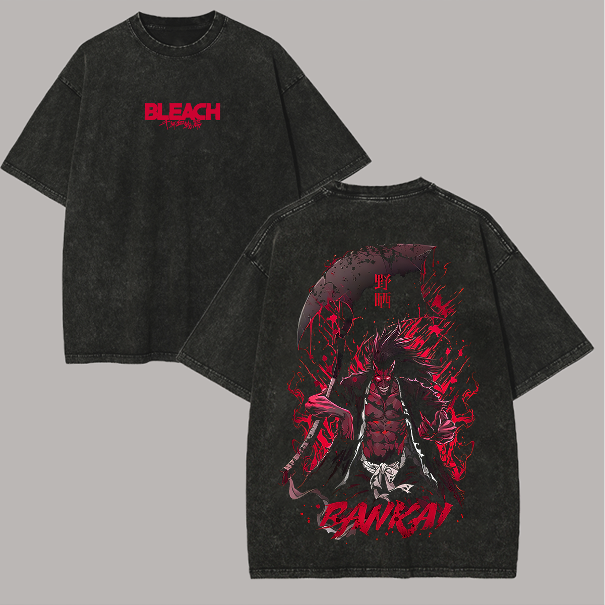 Bleach Kenpachi Zaraki Printed Unisex Washed T-Shirt Image - 1