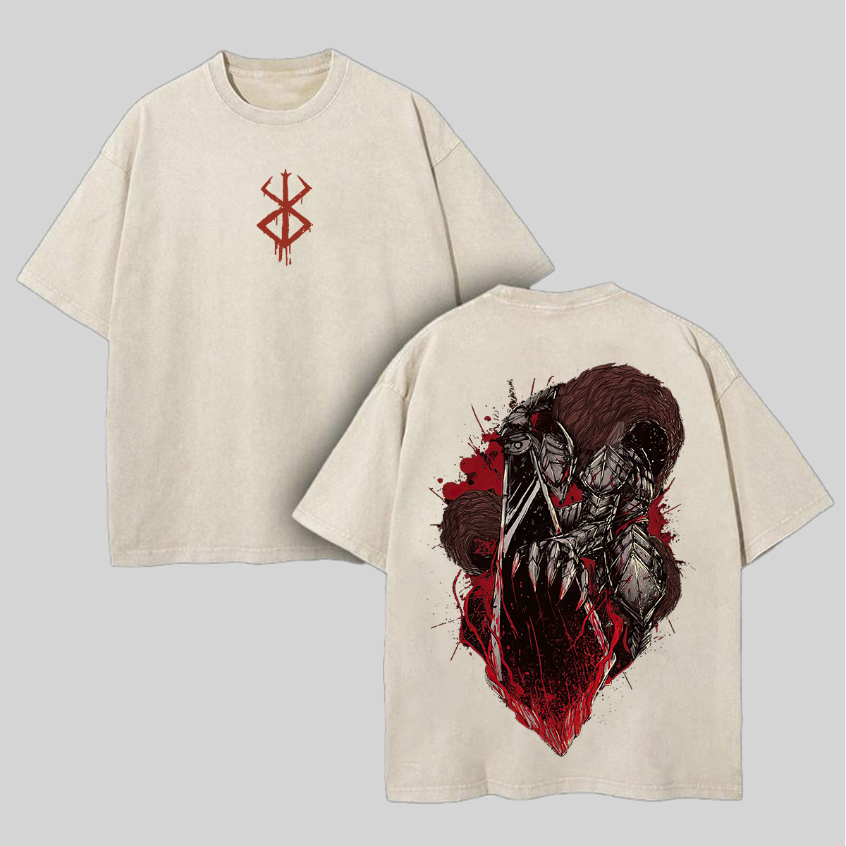Berserk Vintage Printed Unisex Washed T-Shirt Image - 3