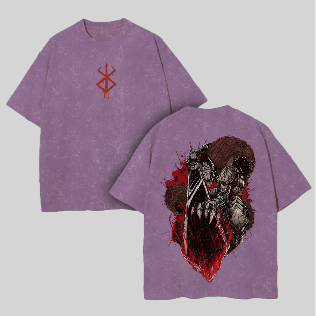 Berserk Vintage Printed Unisex Washed T-Shirt Image - 7