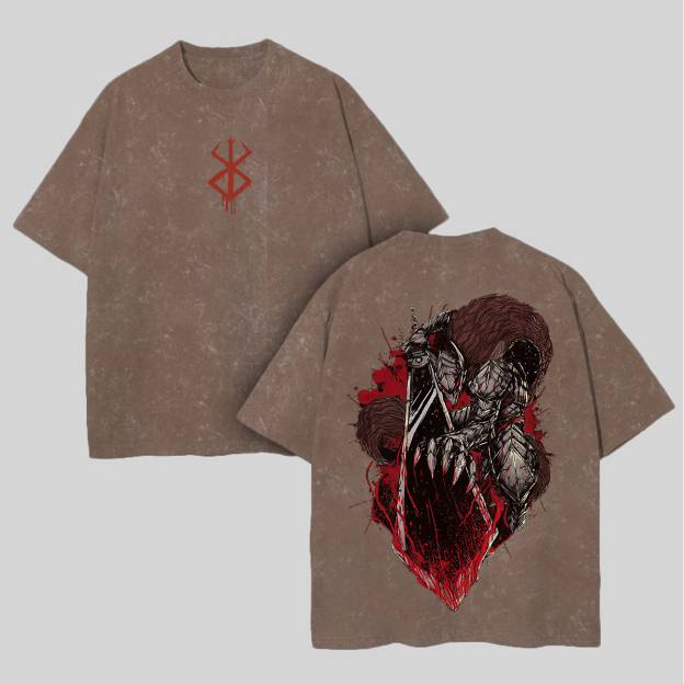 Berserk Vintage Printed Unisex Washed T-Shirt Image - 4