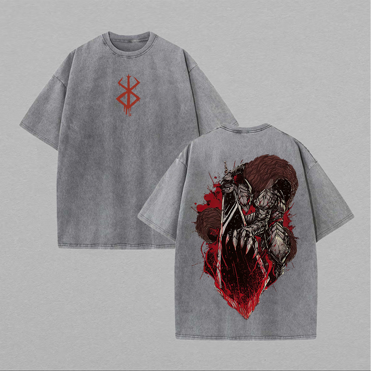 Berserk Vintage Printed Unisex Washed T-Shirt Image - 2