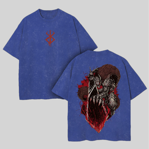 Berserk Vintage Printed Unisex Washed T-Shirt Image - 5