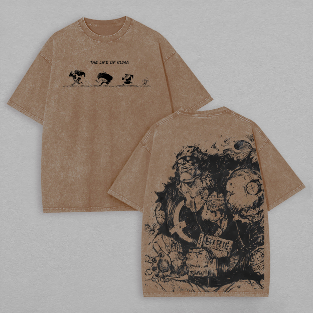 The Life of Kuma One Piece Printed Unisex Washed T-Shirt Image - 4