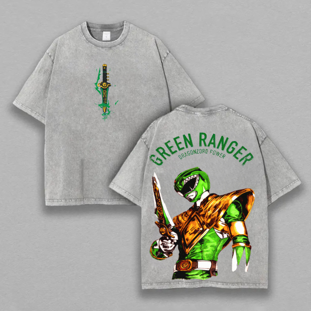 Power Rangers Green Ranger Printed Unisex Washed T-Shirt