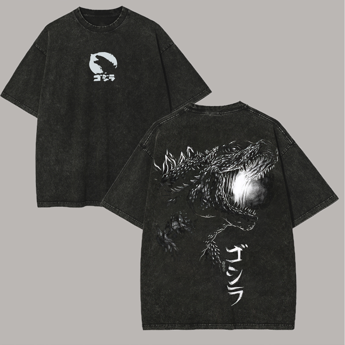 Godzilla Printed Unisex Washed T-Shirt Image - 1