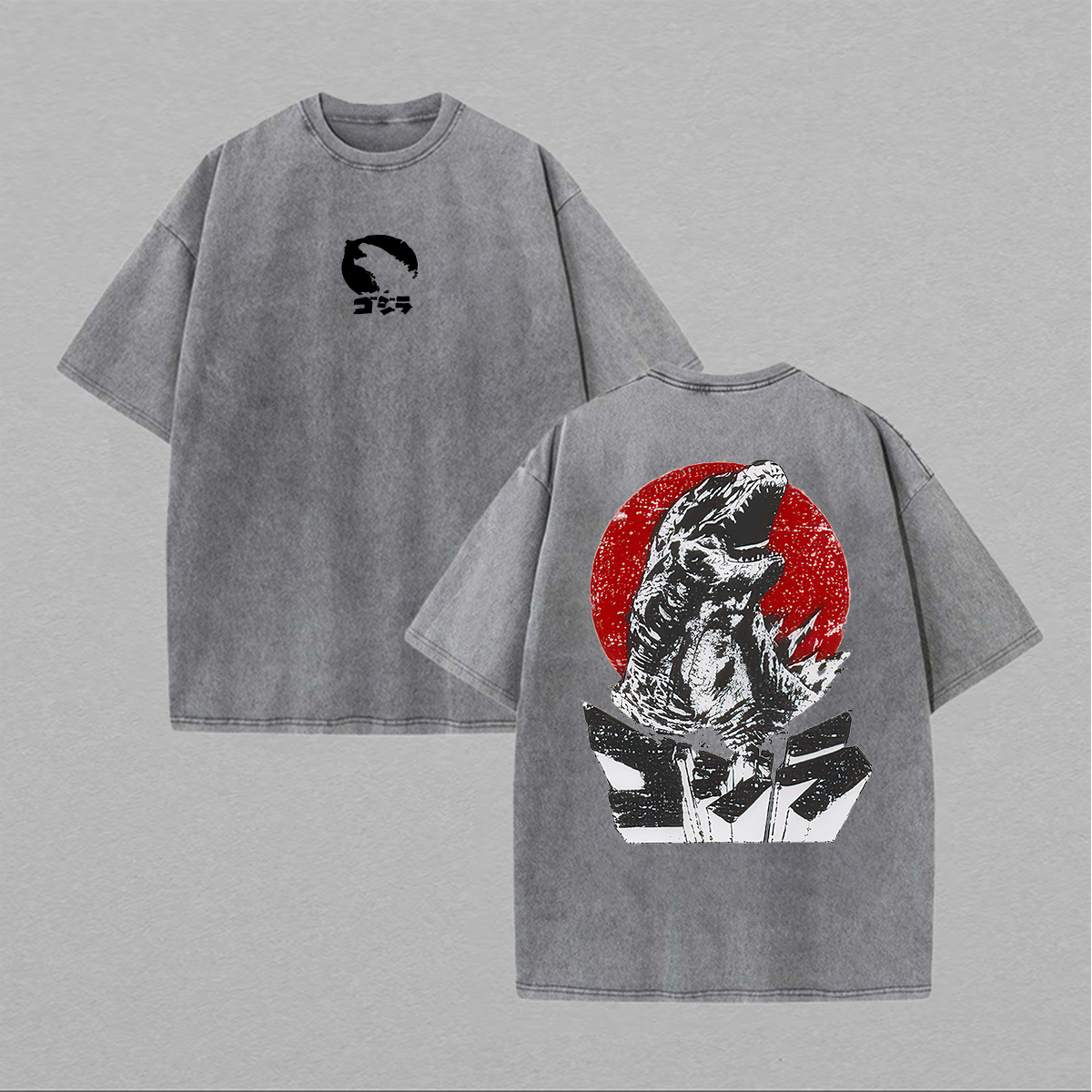 Godzilla Printed Unisex Washed T-Shirt