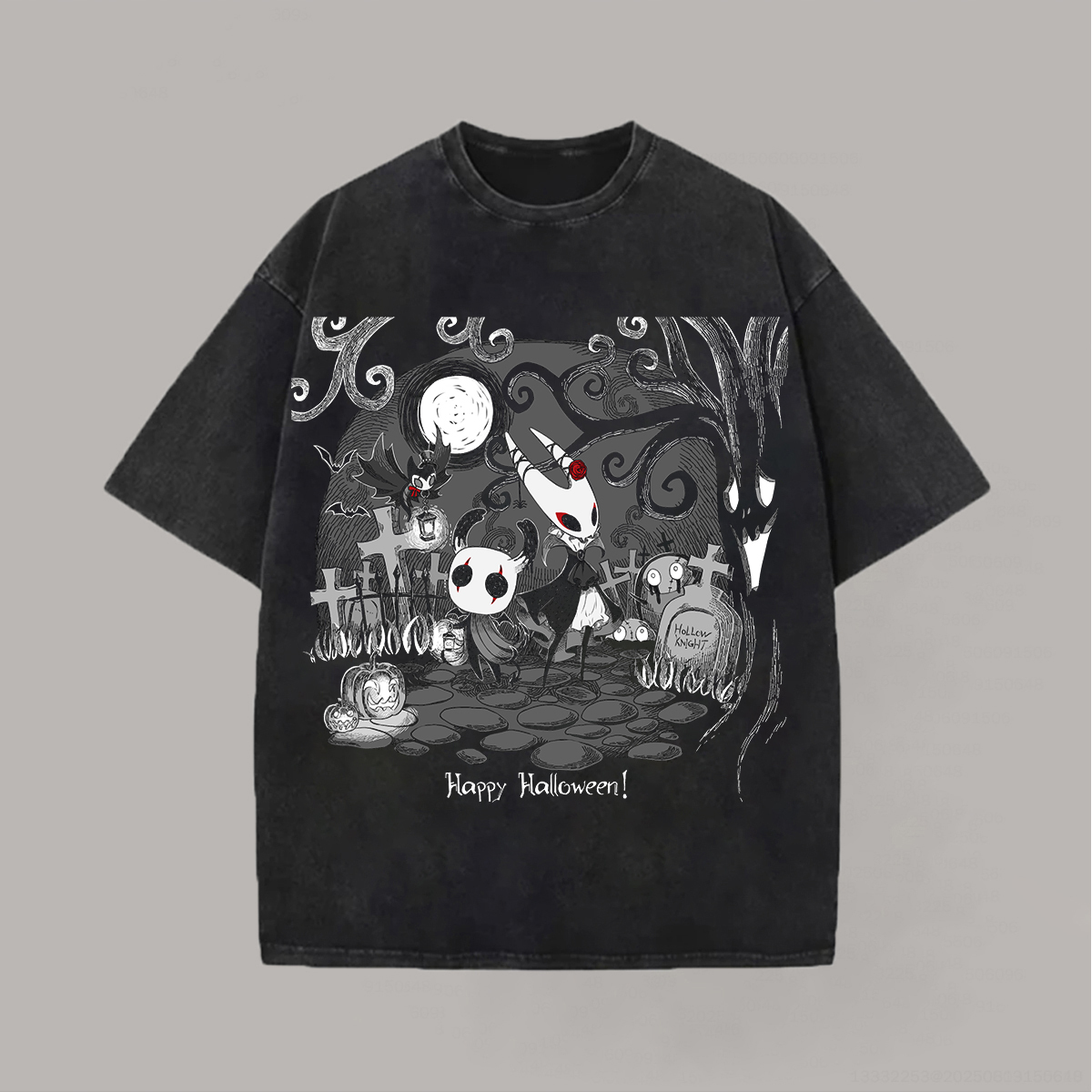 Hollow Knight Happy Halloween! Printed Unisex Washed T-Shirt