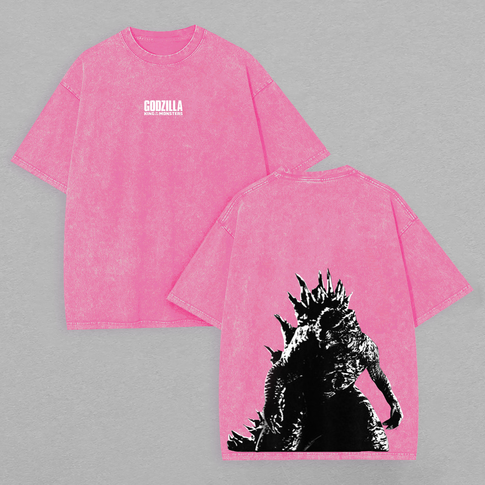 Godzilla Printed Unisex Washed T-Shirt Image - 8