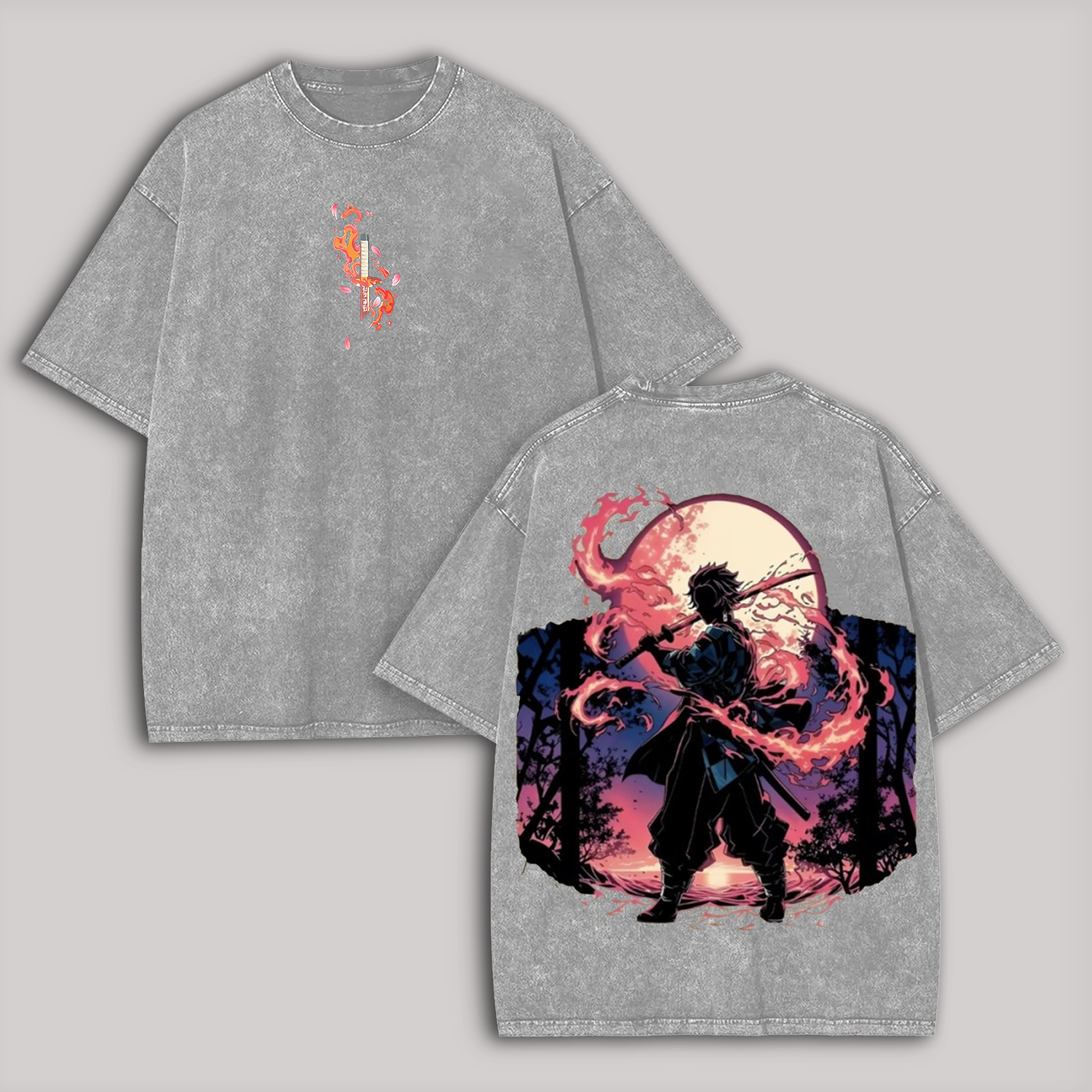 Demon Slayer Printed Unisex Washed T-Shirt