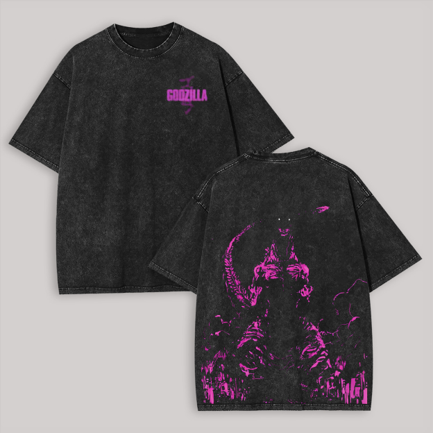 Godzilla Printed Unisex Washed T-Shirt