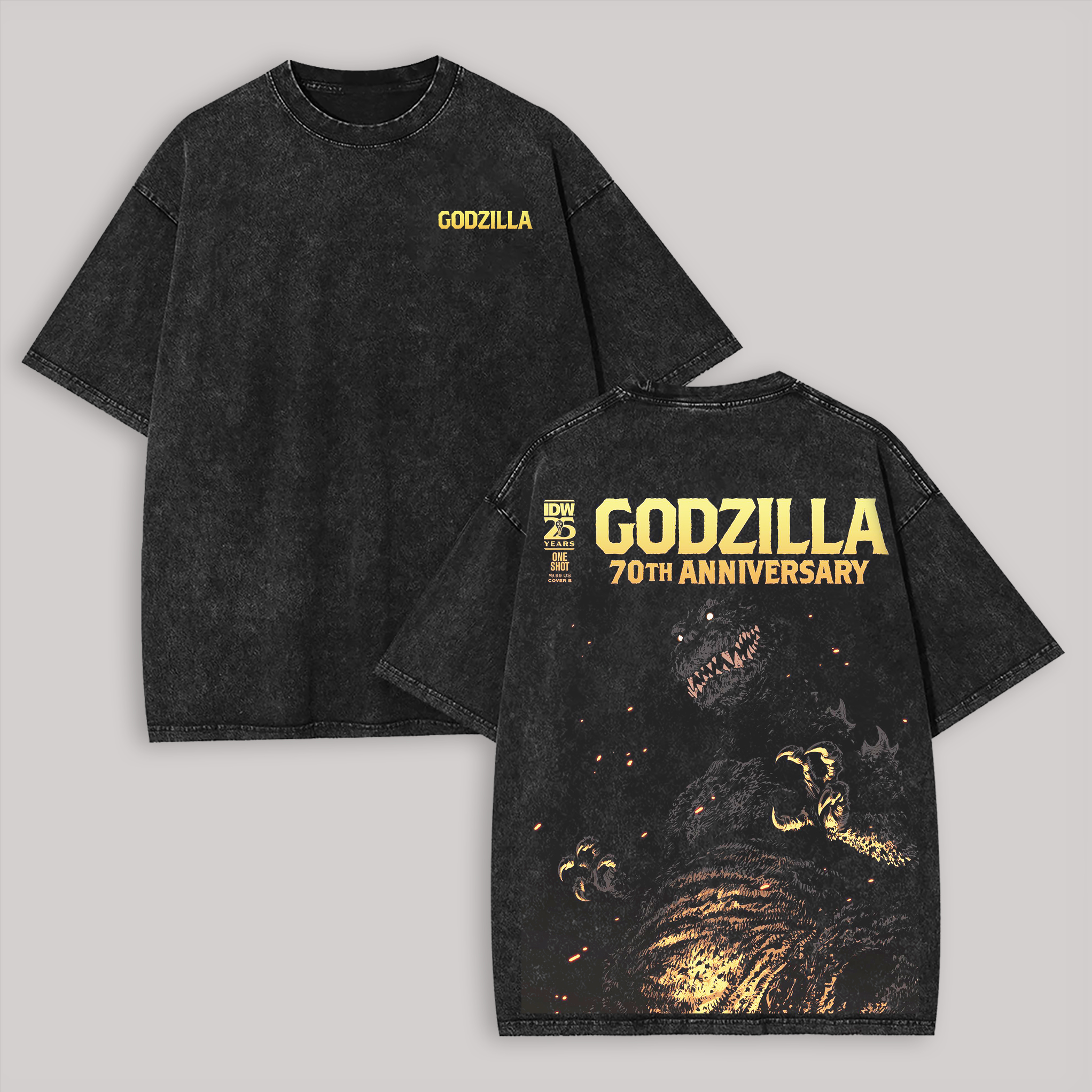 Godzilla's 70th Anniversary Printed Unisex Washed T-Shirt