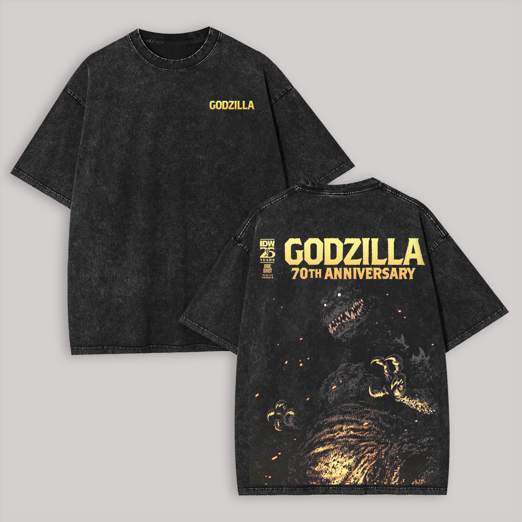 Godzilla's 70th Anniversary Printed Unisex Washed T-Shirt