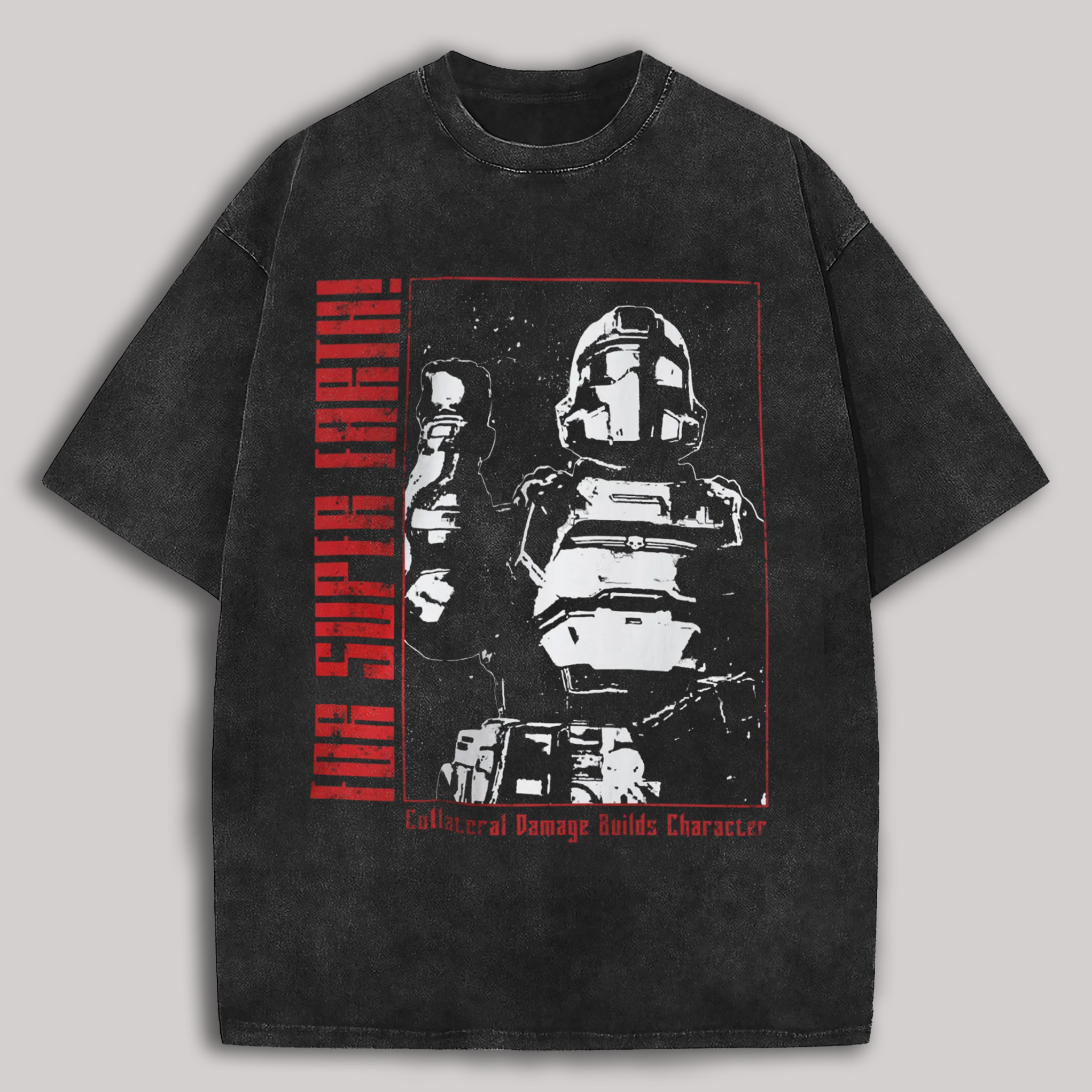 For Super Earth! Helldivers Printed Unisex Washed T-Shirt