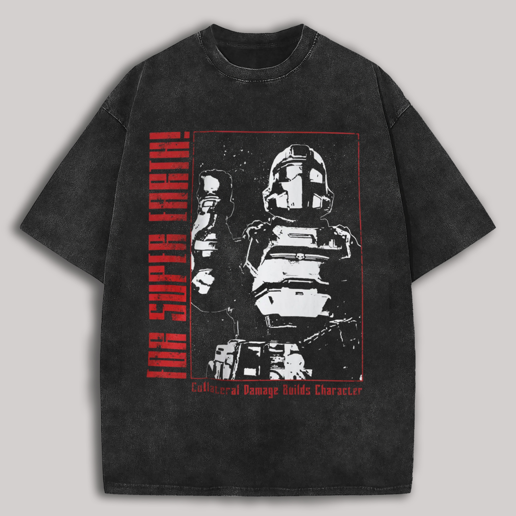 For Super Earth! Helldivers Printed Unisex Washed T-Shirt