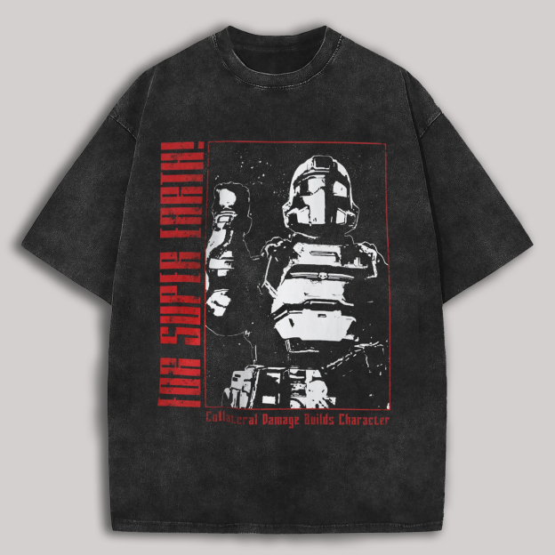 For Super Earth! Helldivers Printed Unisex Washed T-Shirt