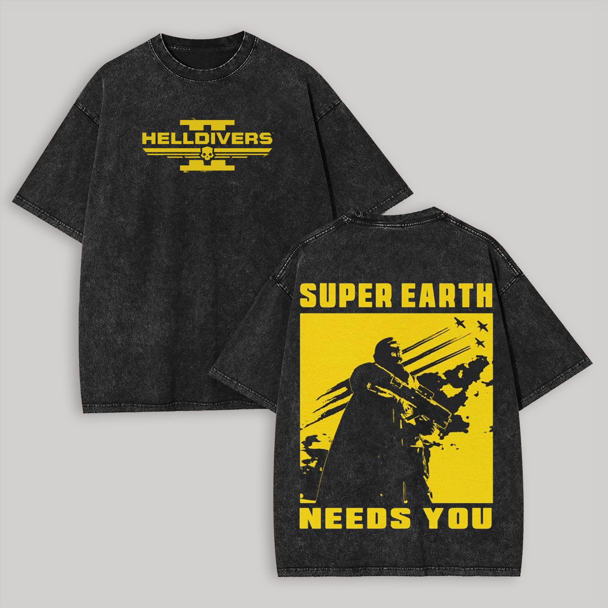 Helldivers Printed Unisex Washed T-Shirt