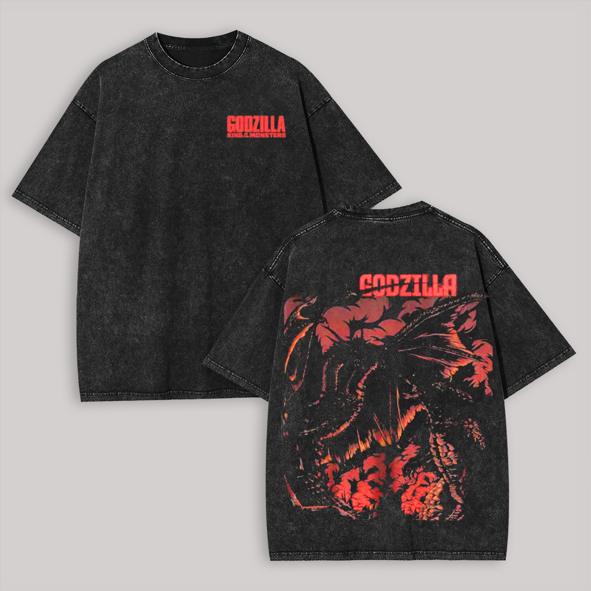Godzilla: King Of The Monsters Printed Unisex Washed T-Shirt