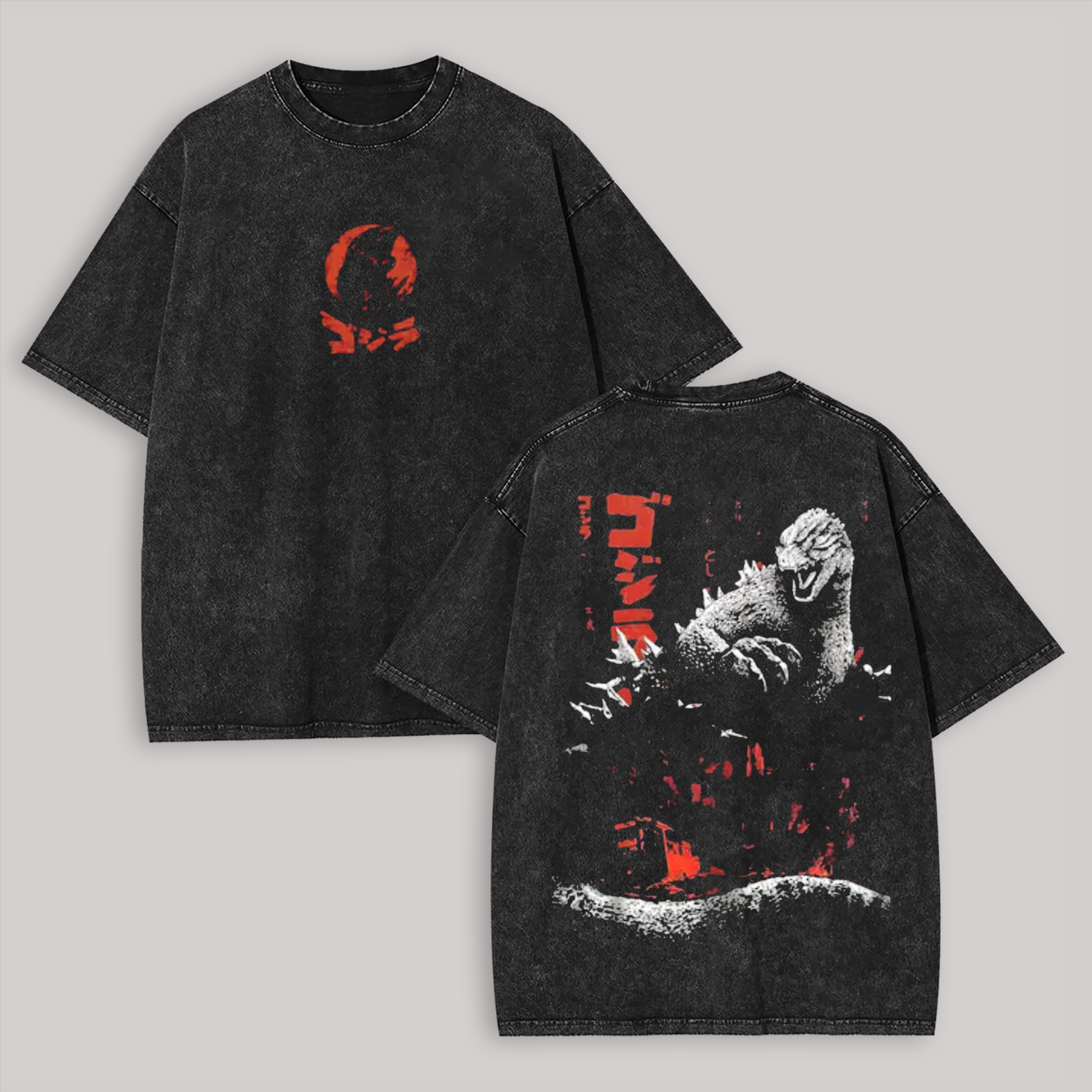 Godzilla Printed Unisex Washed T-Shirt