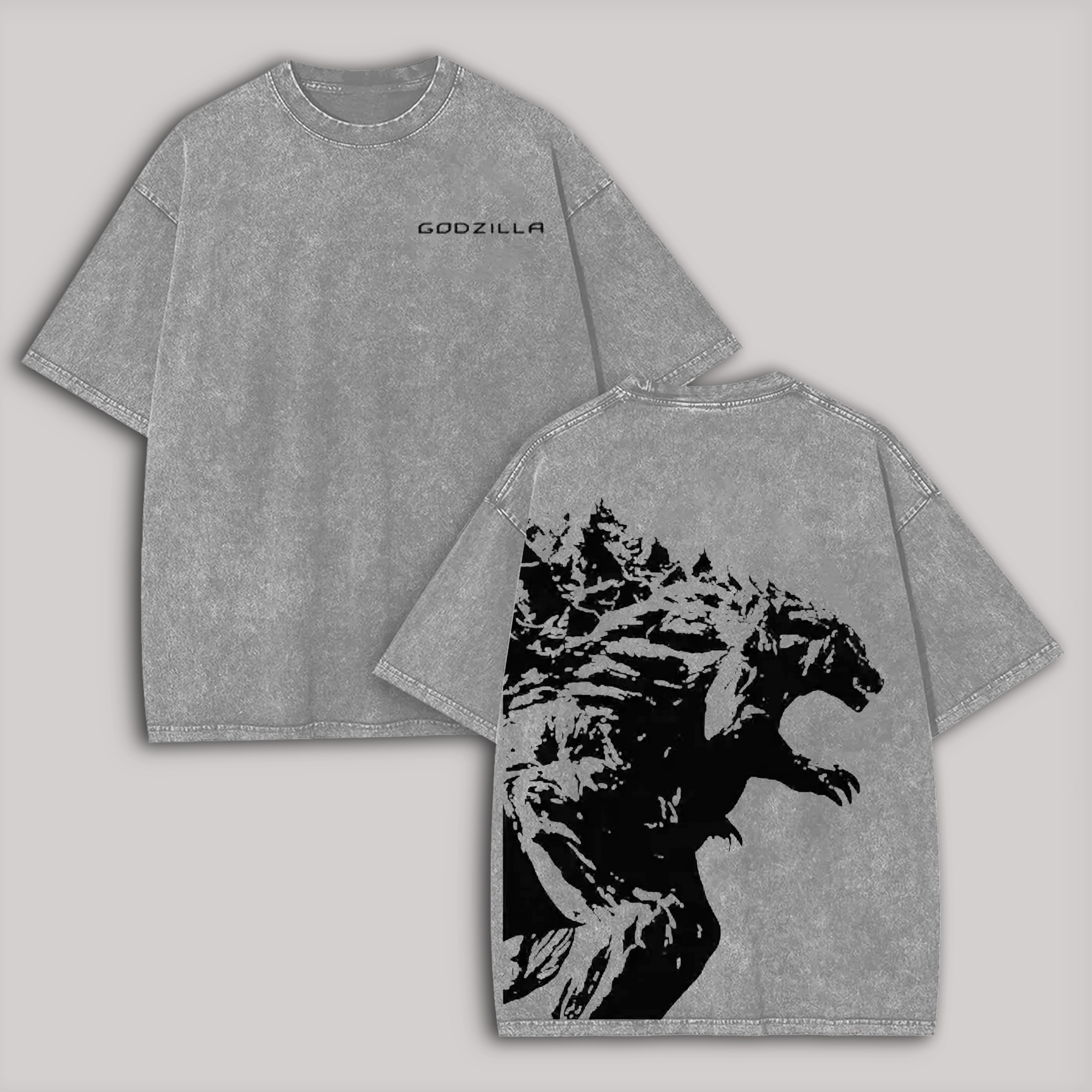 Godzilla Printed Unisex Washed T-Shirt