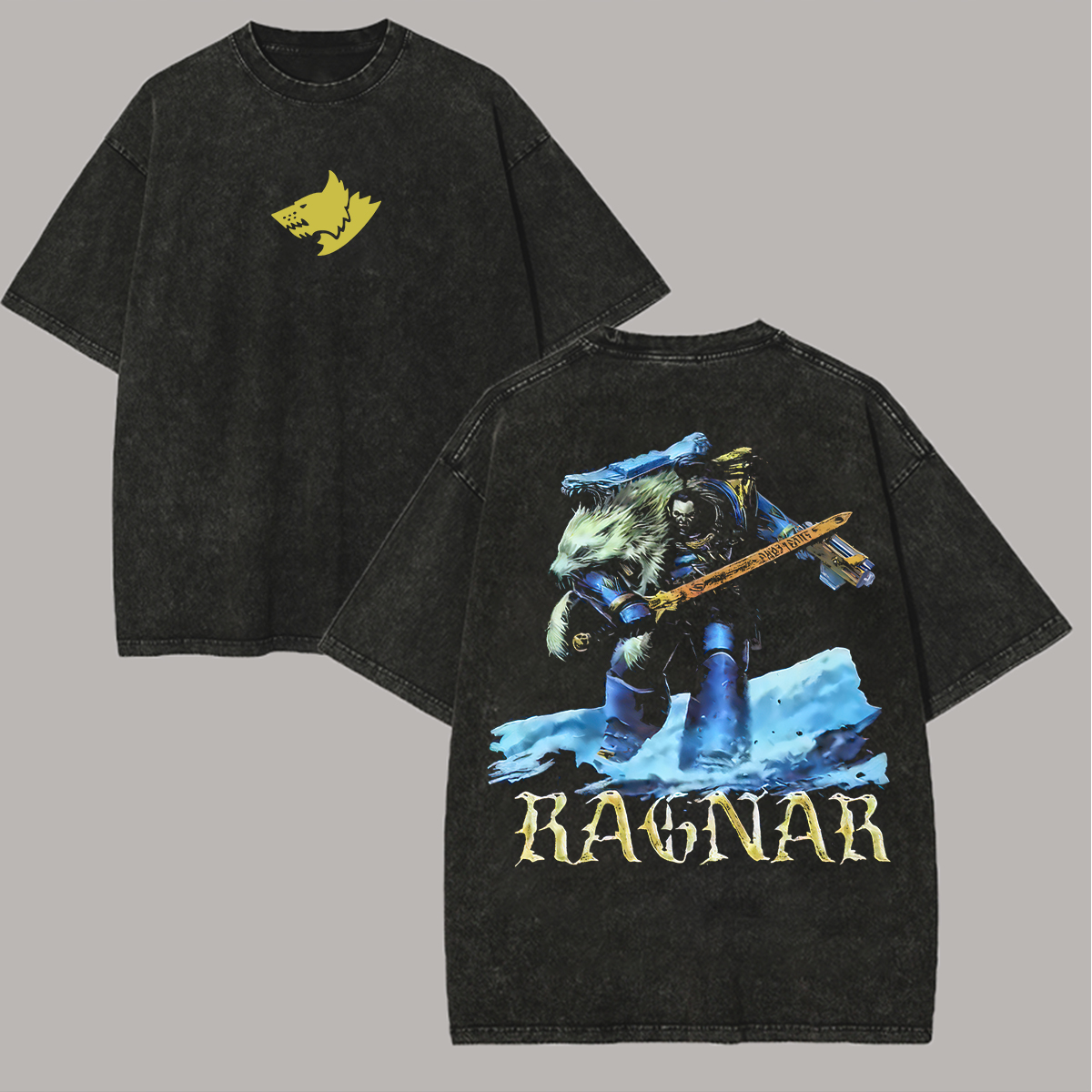 40k Space Wolves Ragnar Printed Unisex Washed T-Shirt