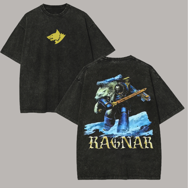 40k Space Wolves Ragnar Printed Unisex Washed T-Shirt
