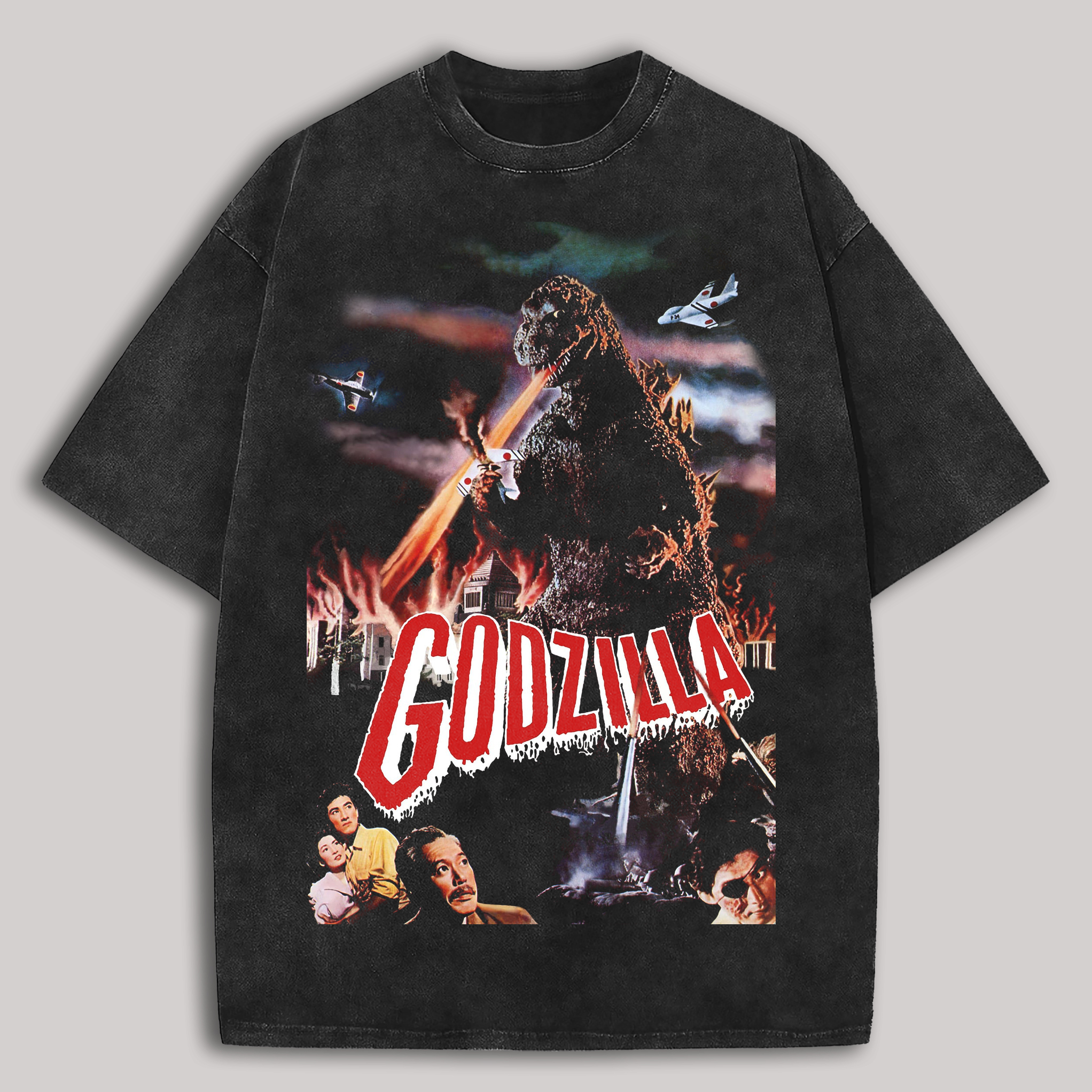 Godzilla Printed Unisex Washed T-Shirt