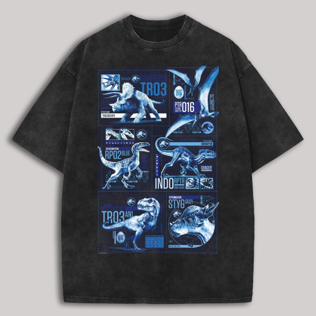 Jurassic World Printed Unisex Washed T-Shirt