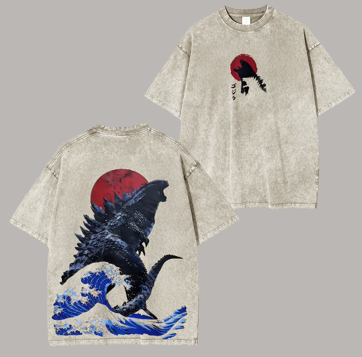 Godzilla Printed Unisex Washed T-Shirt