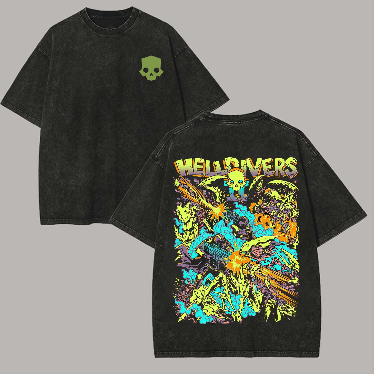 Helldivers Printed Unisex Washed T-shirt