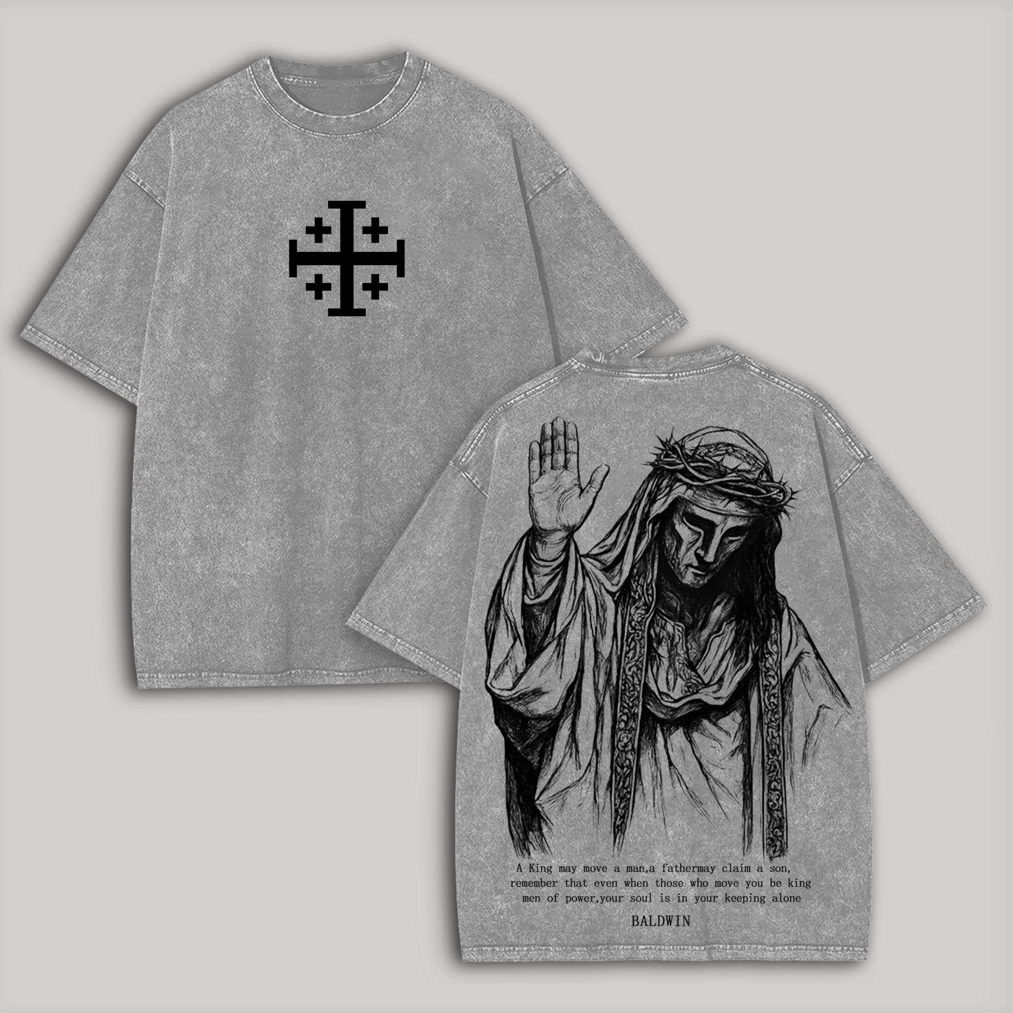 Baldwin IV of Jerusalem Graphic Printed Unisex Washed T-Shirt Image - 1