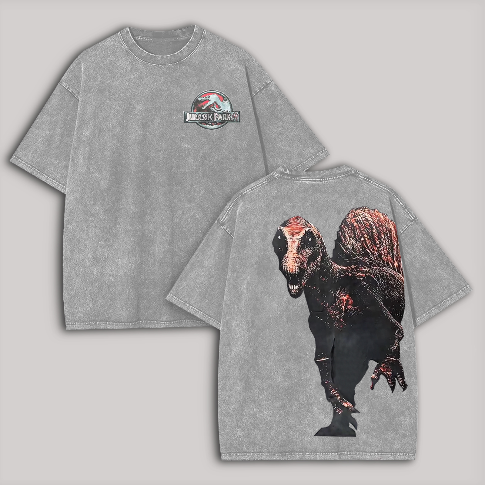 Jurassic Park Printed Unisex Washed T-Shirt Image - 2
