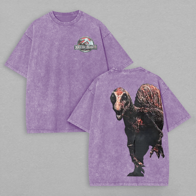 Jurassic Park Printed Unisex Washed T-Shirt Image - 6