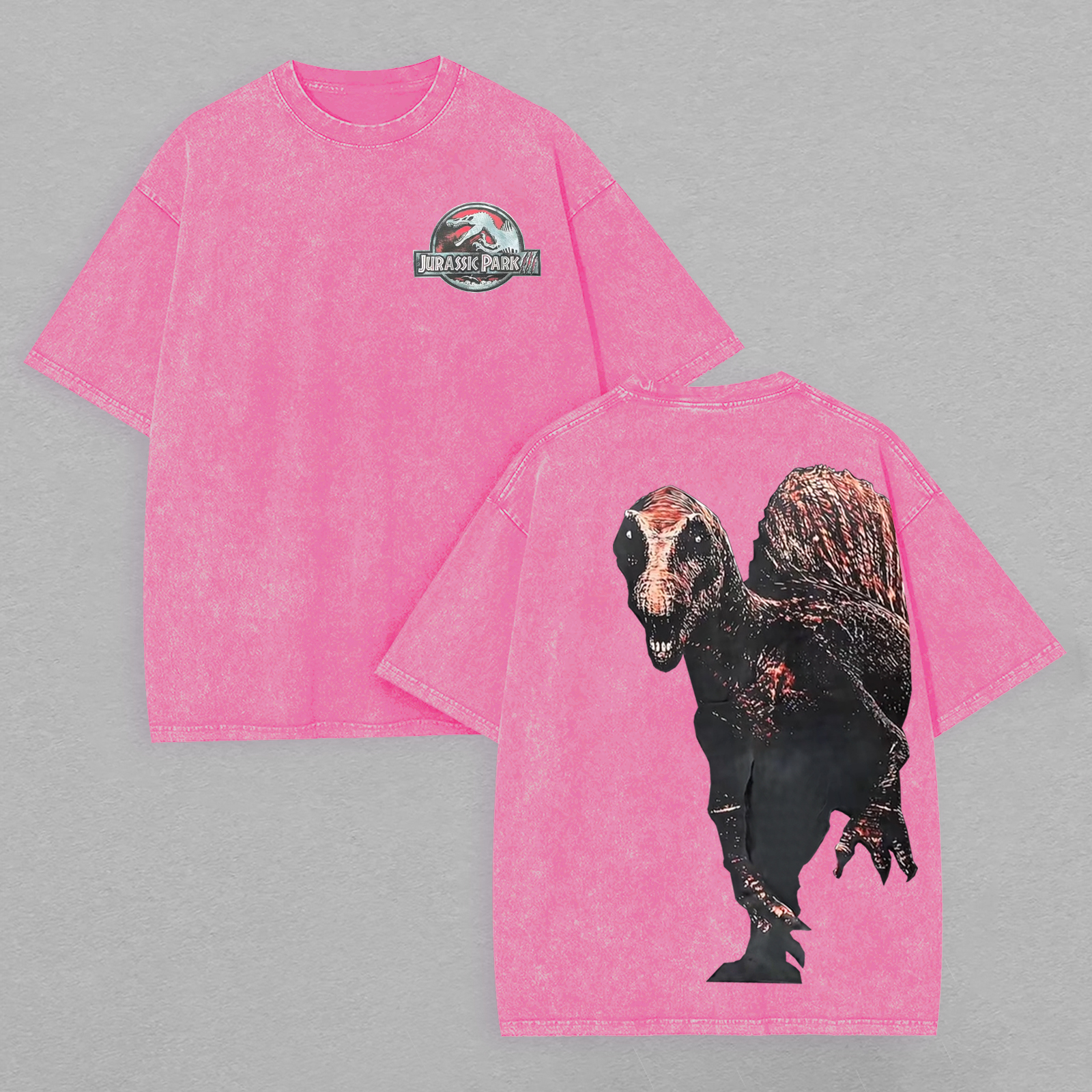 Jurassic Park Printed Unisex Washed T-Shirt Image - 7