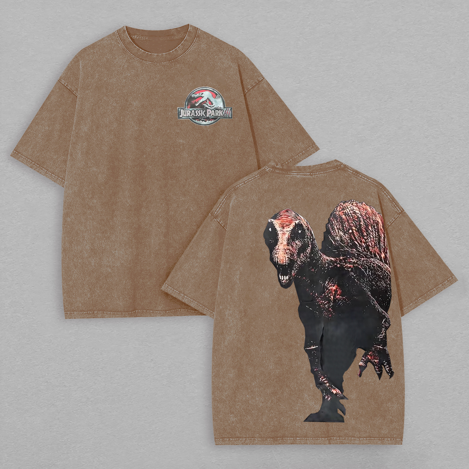 Jurassic Park Printed Unisex Washed T-Shirt Image - 5