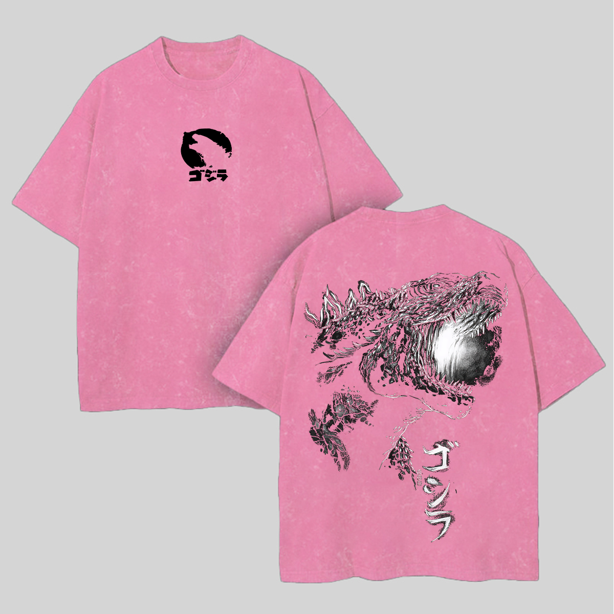 Godzilla Printed Unisex Washed T-Shirt Image - 8