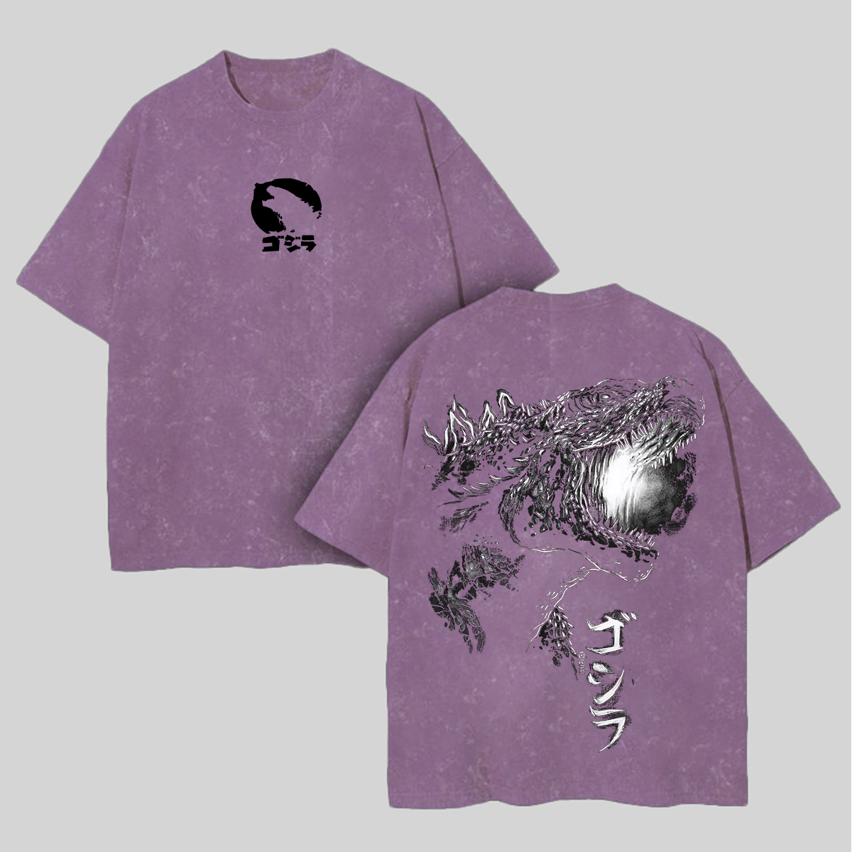 Godzilla Printed Unisex Washed T-Shirt Image - 7