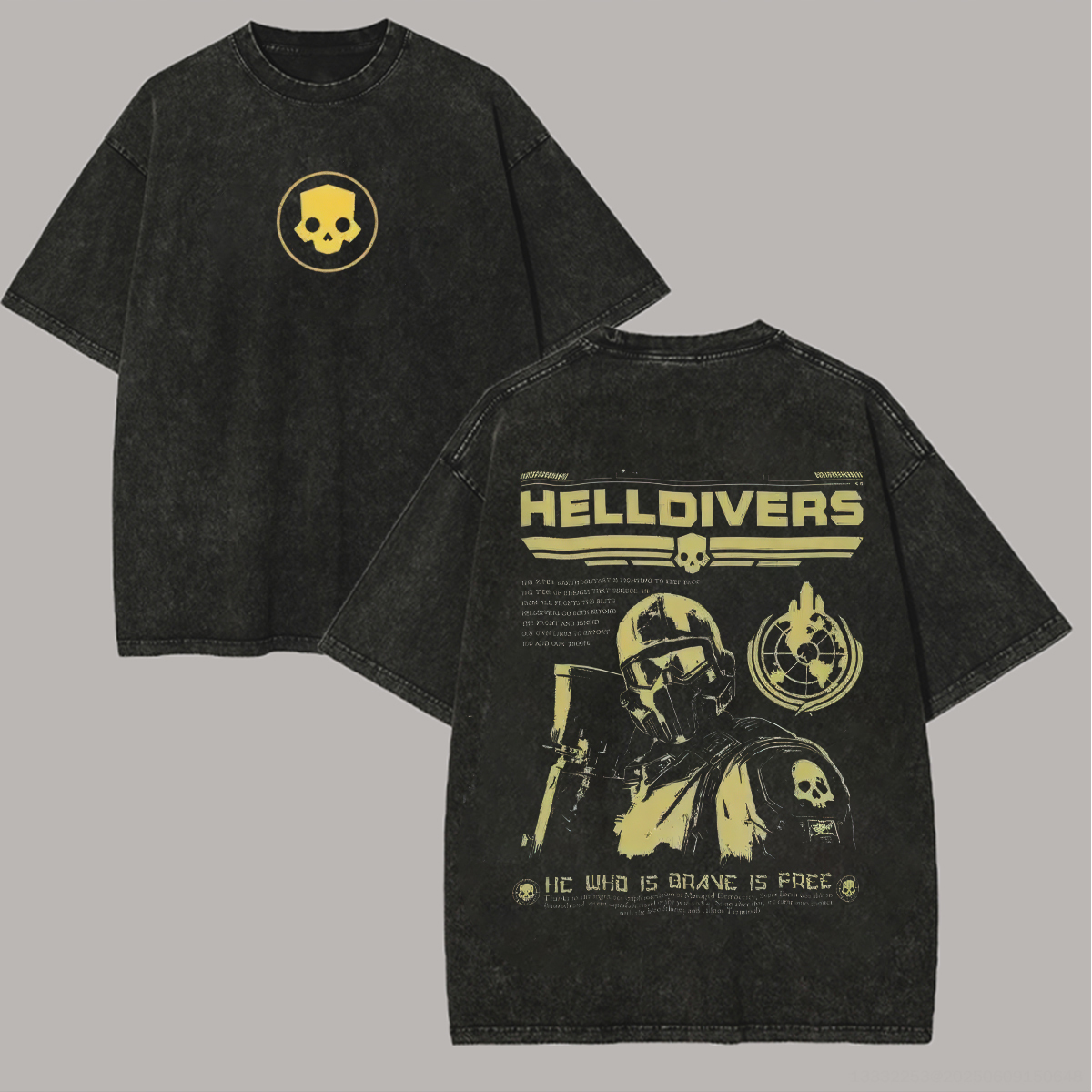 Helldivers Printed Unisex Washed T-Shirt