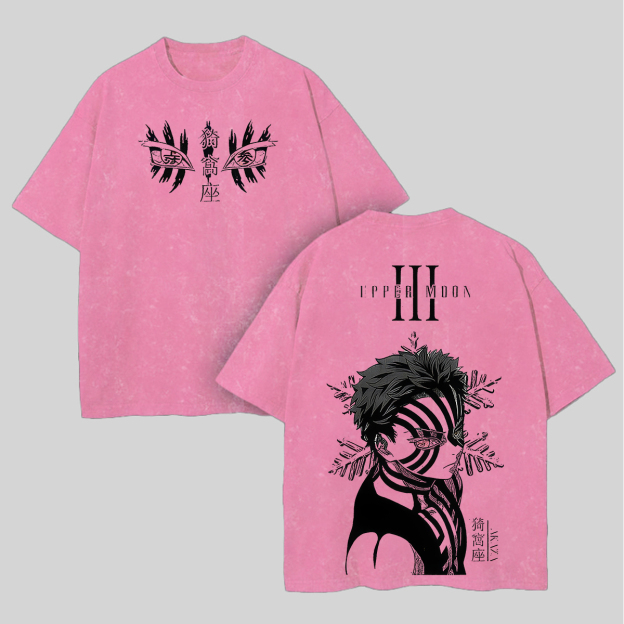 Demon Slayer Akaza Printed Unisex Washed T-Shirt Image - 8