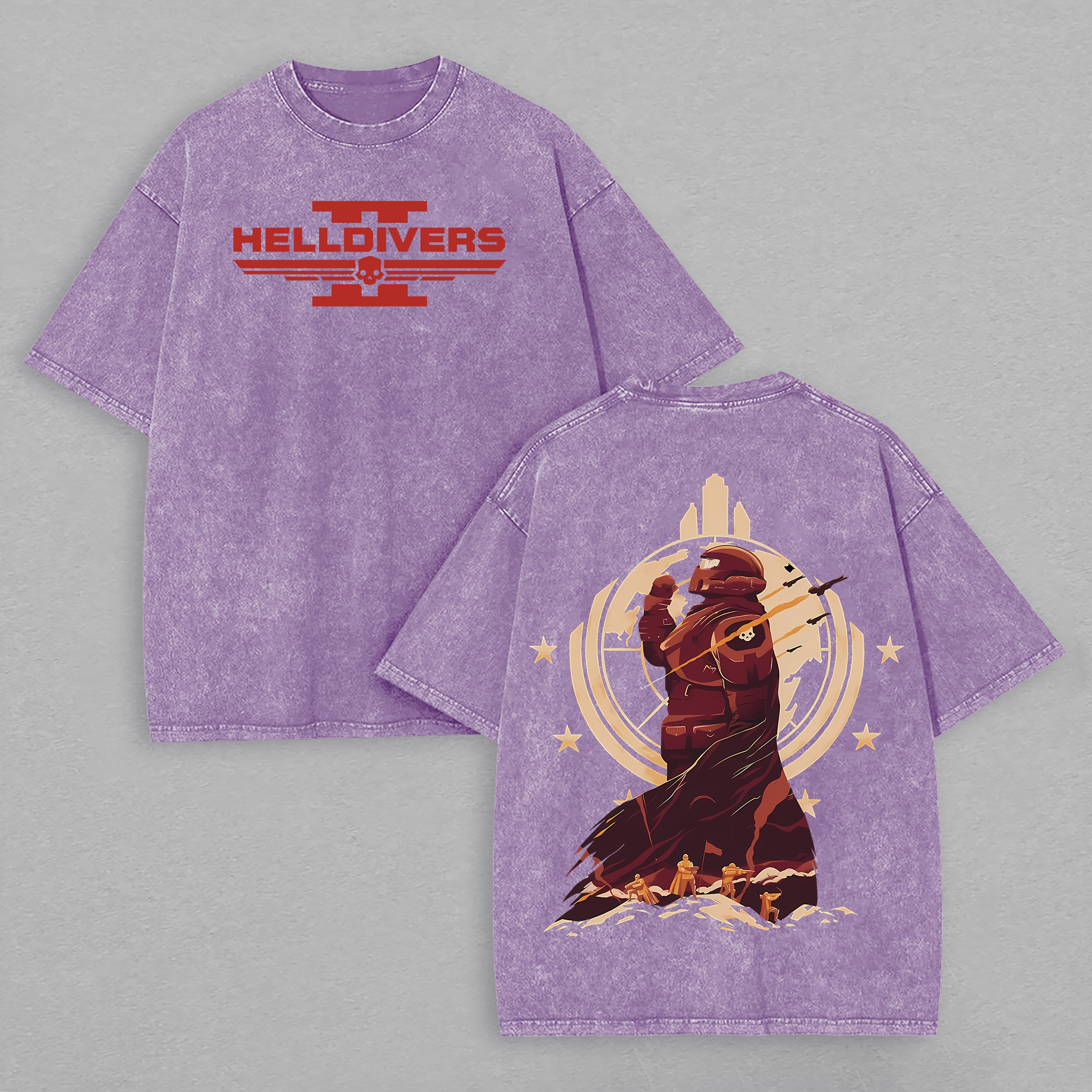 Helldivers Printed Unisex Washed T-Shirt Image - 6