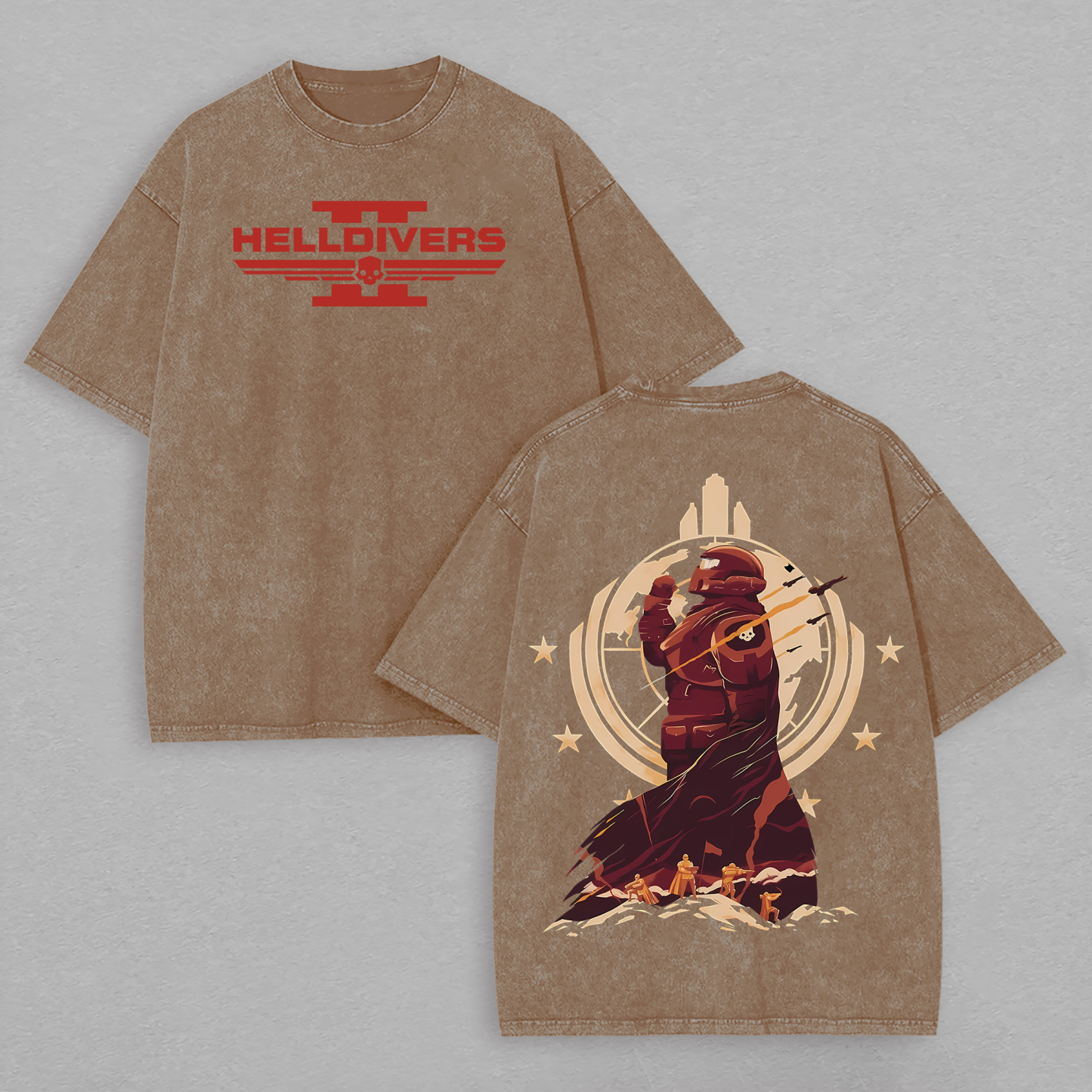 Helldivers Printed Unisex Washed T-Shirt Image - 4