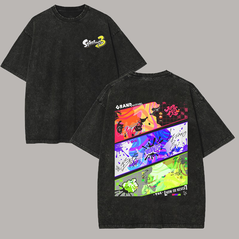 Splatoon 3 Printed Unisex Washed T-Shirt Image - 1