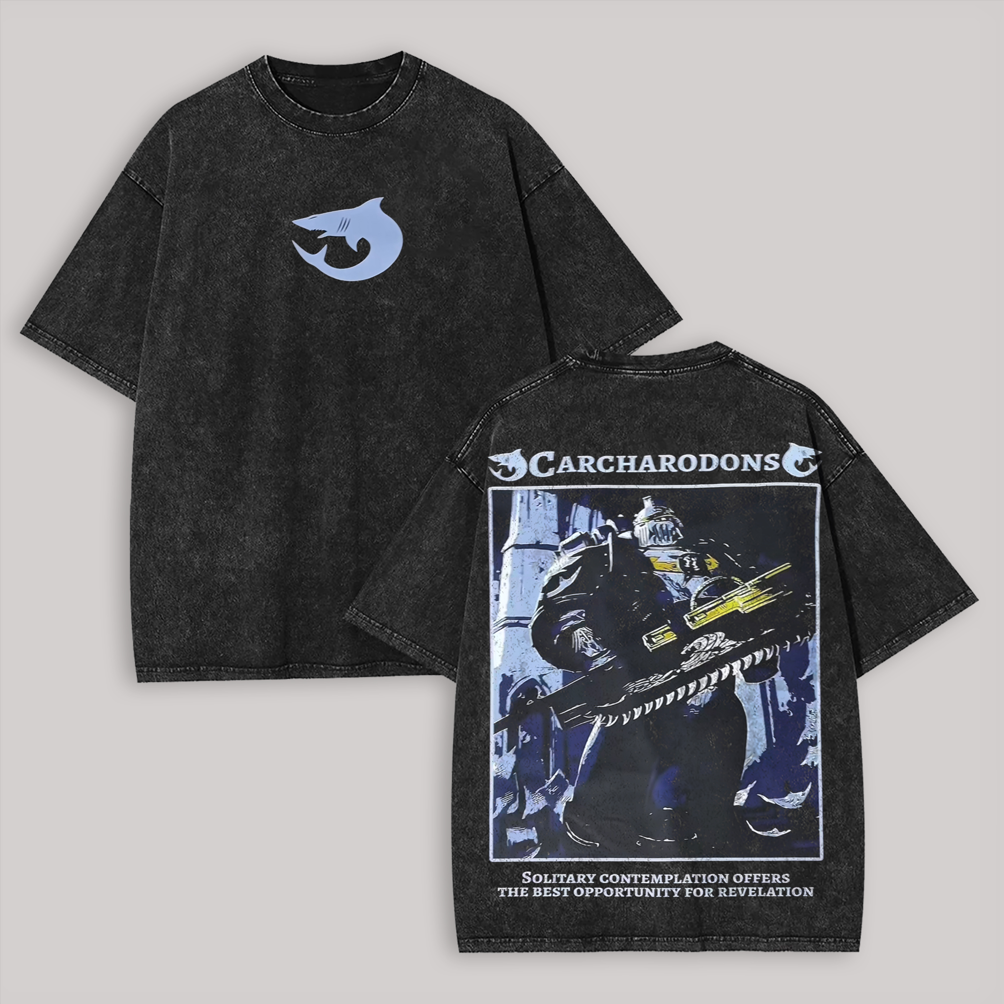 Carcharodons 40k Printed Unisex Washed T-Shirt
