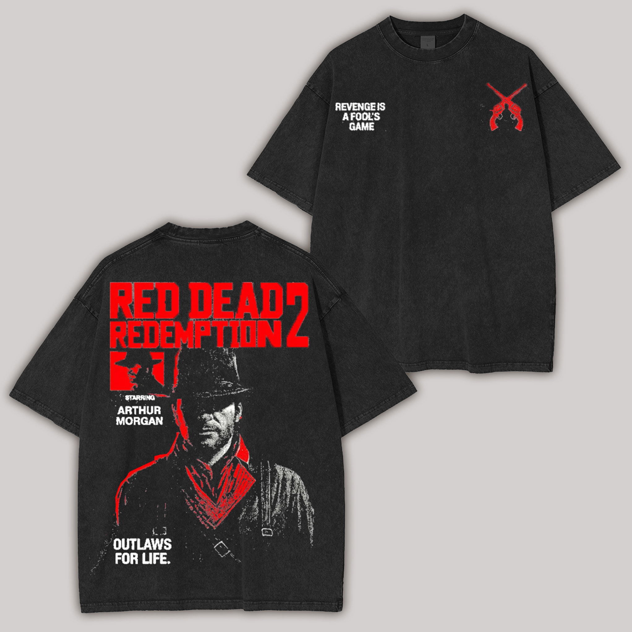 Red Dead Redemption 2 Printed Unisex Washed T-Shirt Image - 1