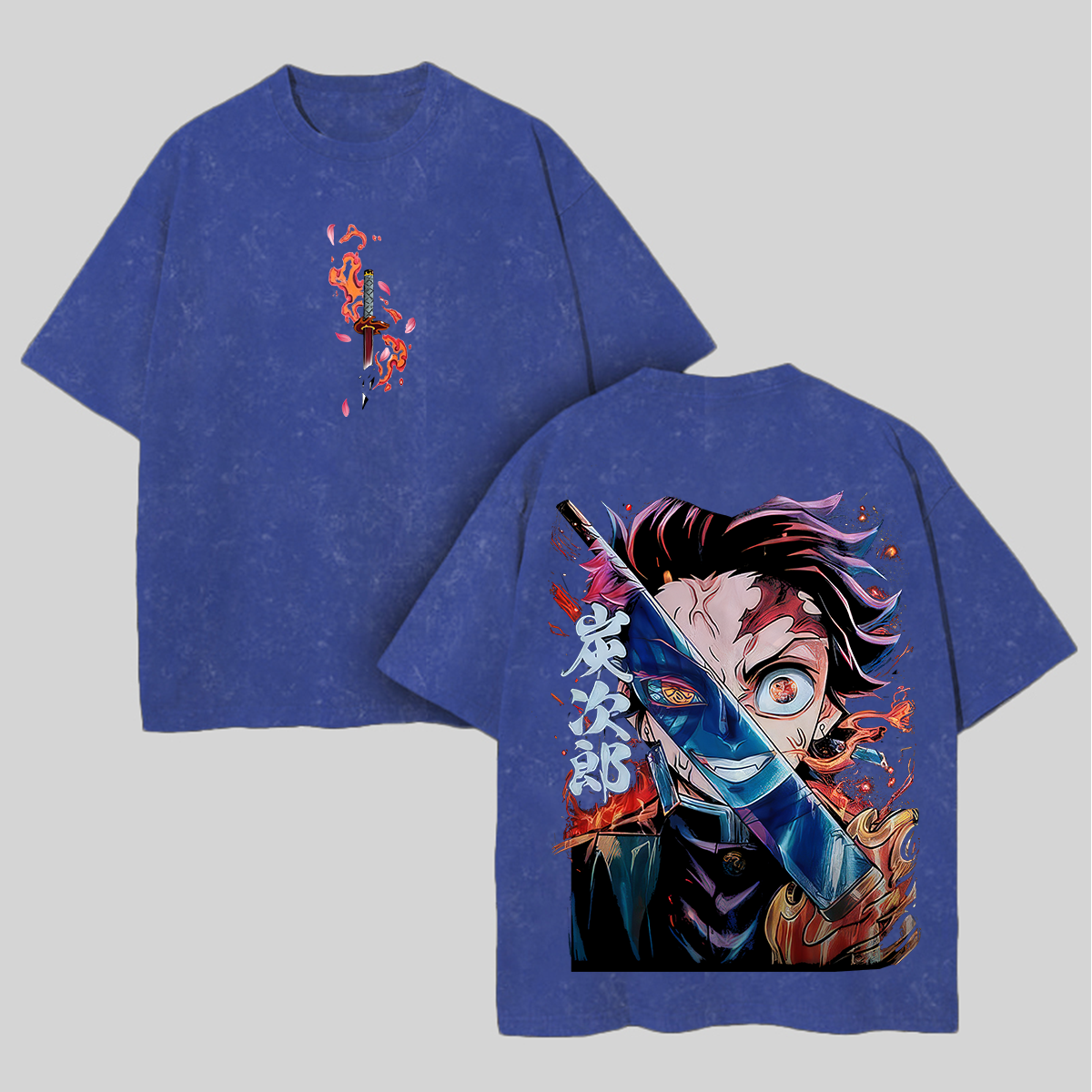 Demon Slayer Tanjiro Kamado Printed Unisex Washed T-Shirt Image - 8