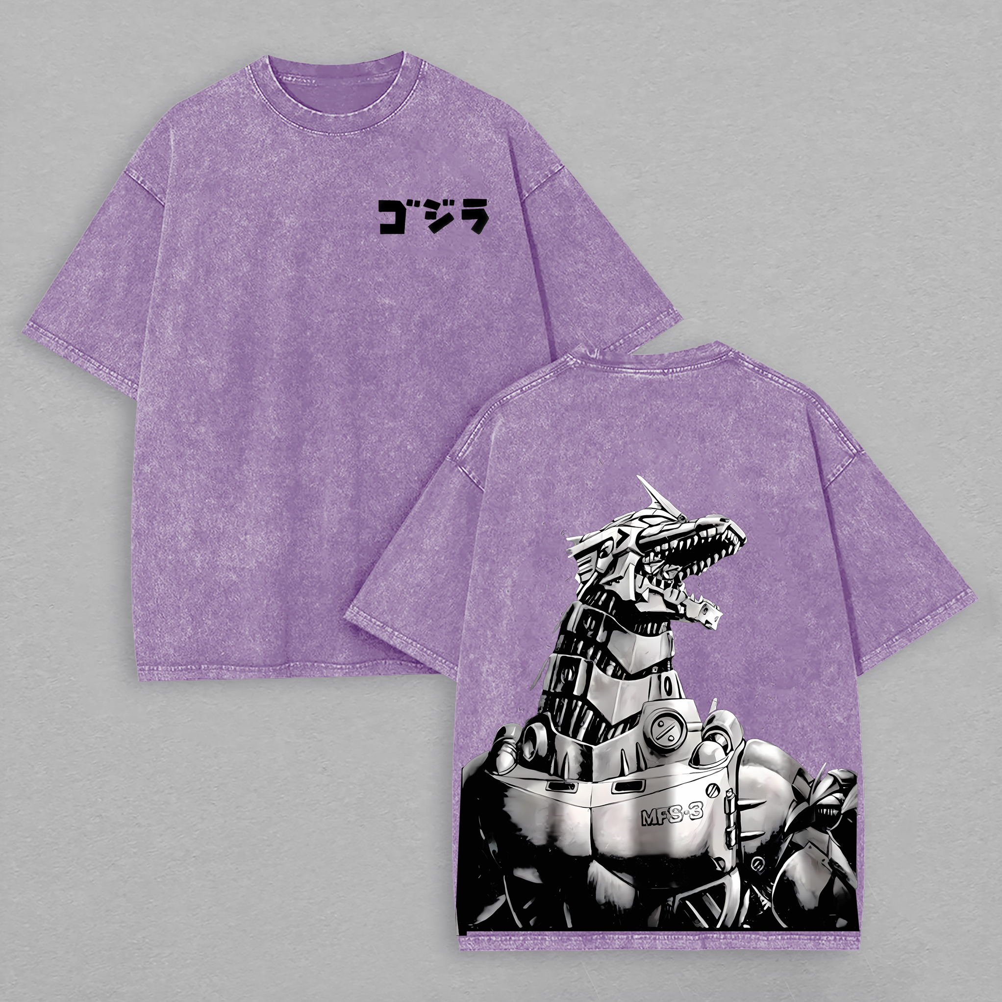 Mechagodzilla Printed Unisex Washed T-Shirt Image - 6